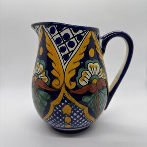 Talavera Pottery Pitcher - Made in Mexico -  6 1/2" Tall, 4 3/4 Diameter